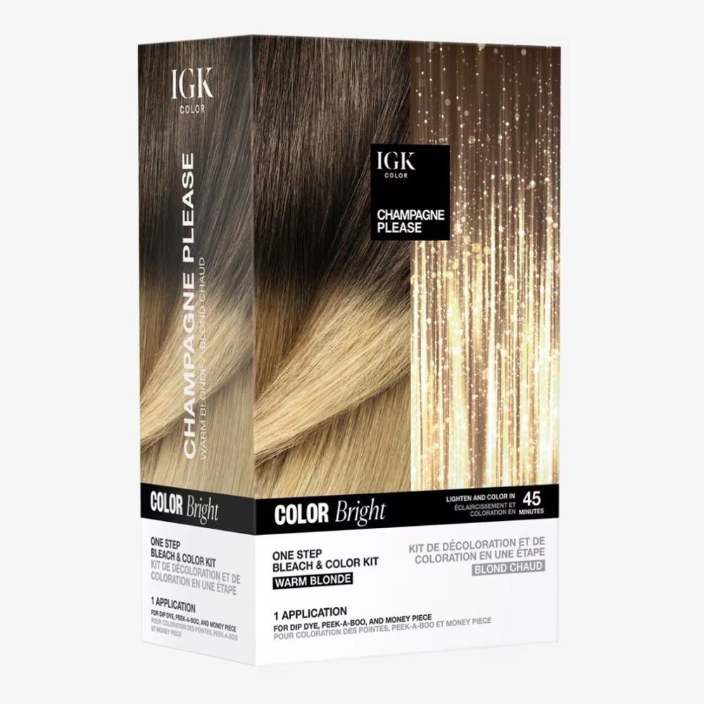 IGK Hair Color Bright Champagne Please warm blonde one step bleach and color kit